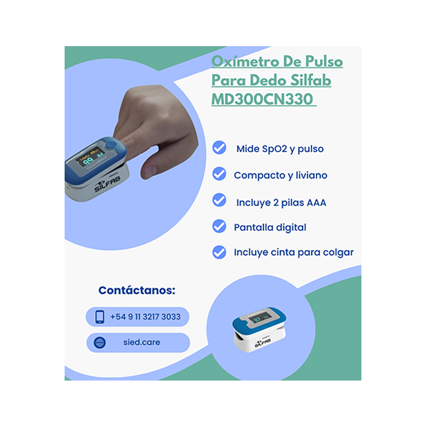 Oxímetro De Pulso Para Dedo Silfab Md300cn330 Azul/blanco - Imagen 2